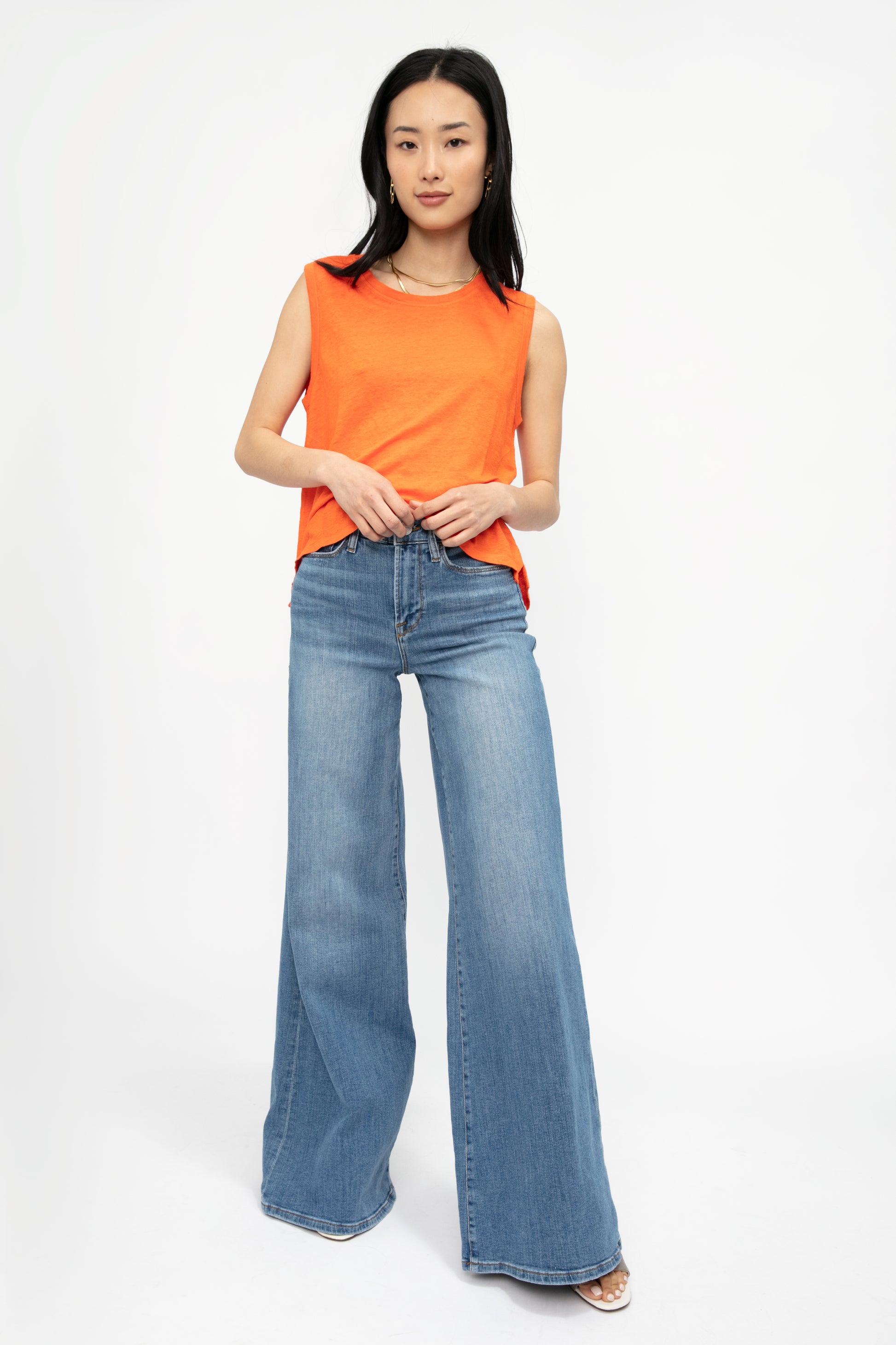 FRAME Le Palazzo Pant in Blue Fade