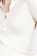 FRAME Shrunken Knit Polo Shirt in Off White