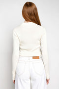 FRAME Shrunken Knit Polo Shirt in Off White