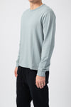 FRAME Long Sleeve Quilted Crewneck Shirt in Ice Blue