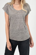 FRAME Slouchy Linen Tee in Gris Heather