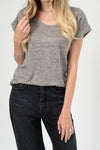 FRAME Slouchy Linen Tee in Gris Heather