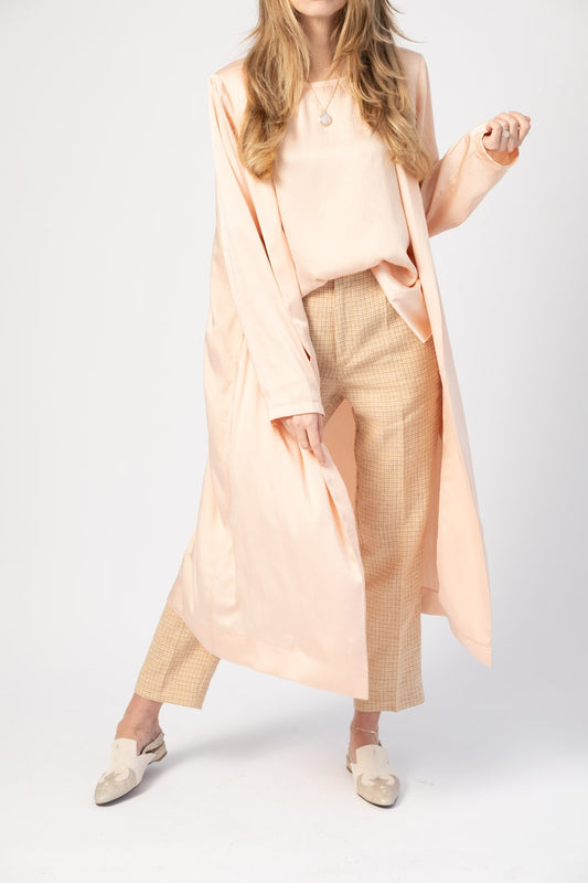 FORTE FORTE Crash Satin Duster Coat in Melone