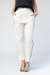 FORTE FORTE Wool Pants with Side Ribbon Tape in Bianco