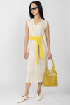 GENTRYPORTOFINO Cotton Knit Midi Dress in Ecru