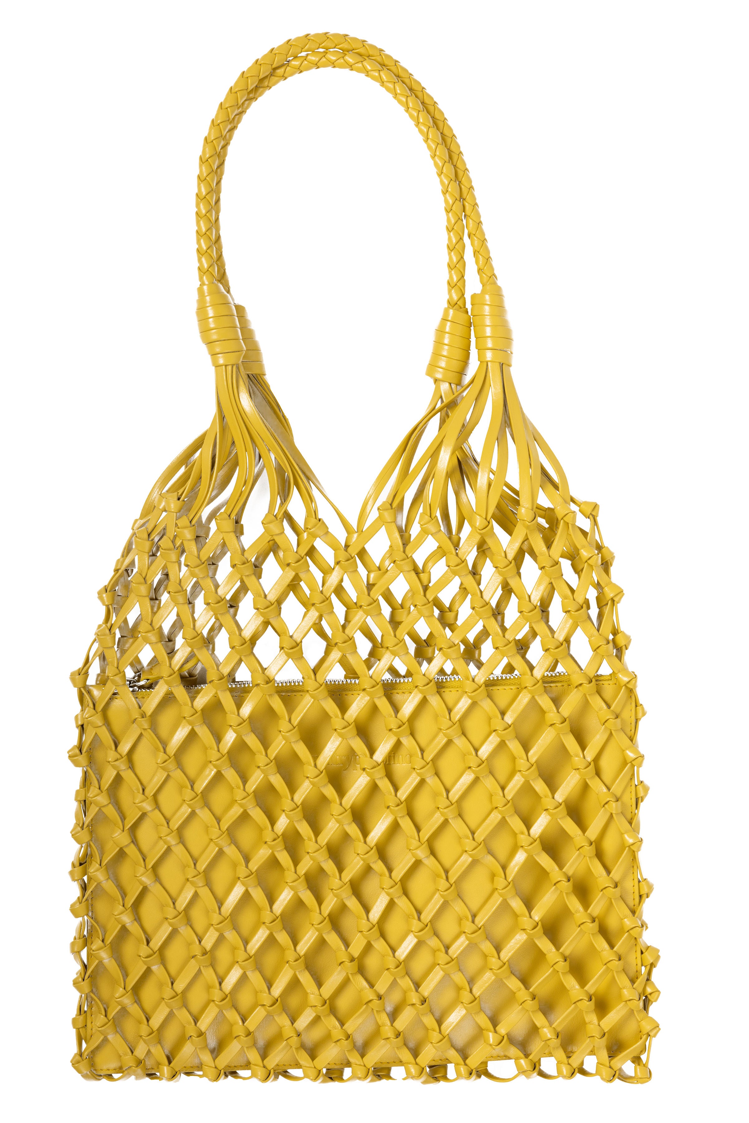 Woven Leather Bag in Cedro