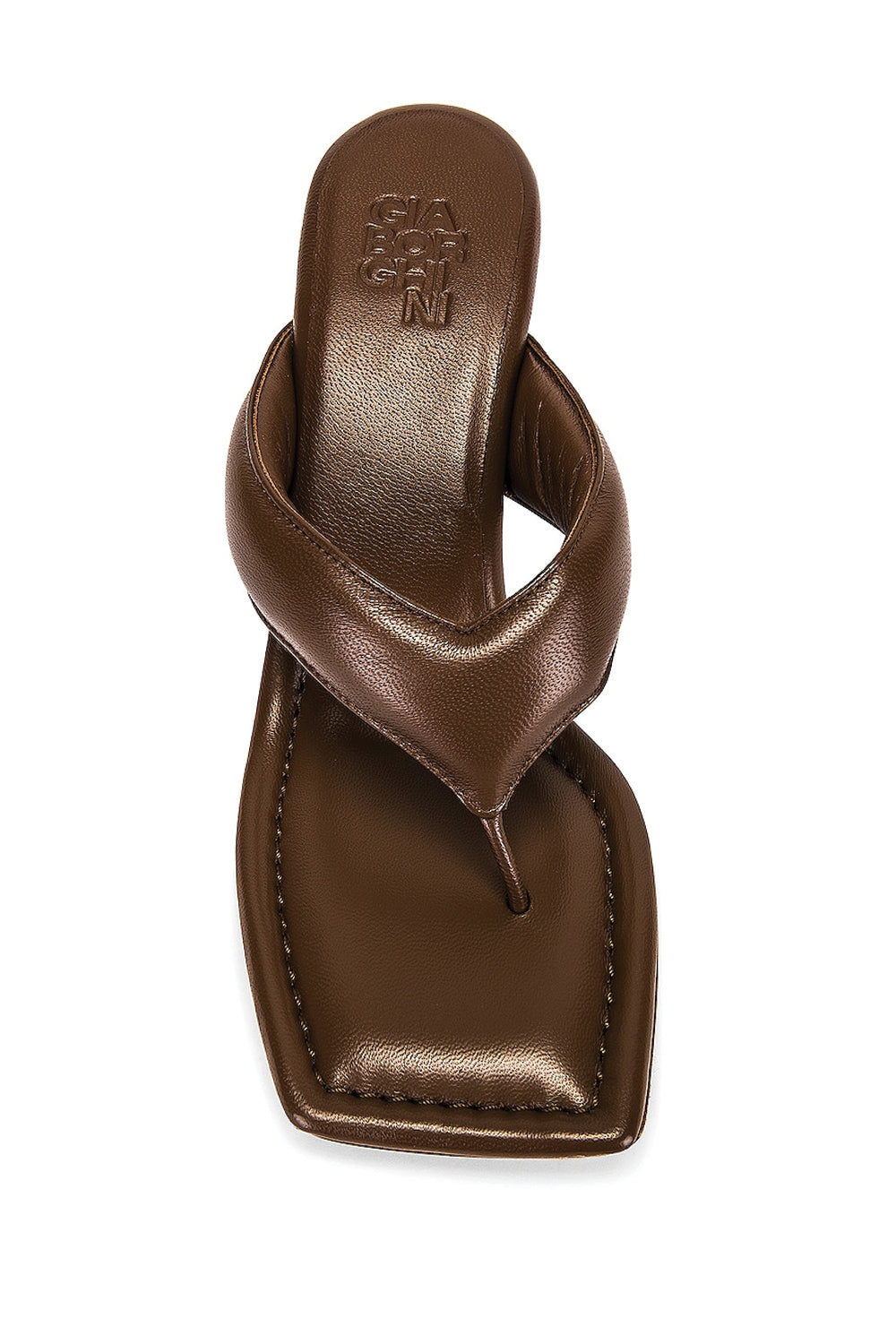 Gia 6 Puffy Leather Thong Sandal in Coffee