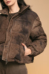 GIORGIO BRATO Leather Puffer Coat in Tie Dye