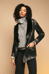 GIORGIO BRATO Leather Coat in Silver Black