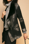 GIORGIO BRATO Leather Coat in Silver Black