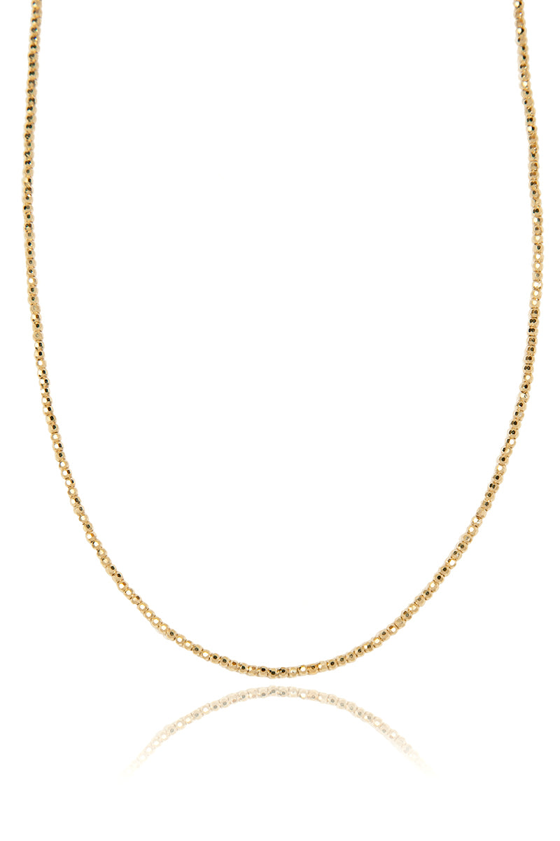 VELINA 14k Gold Faceted Gold Bead Necklace