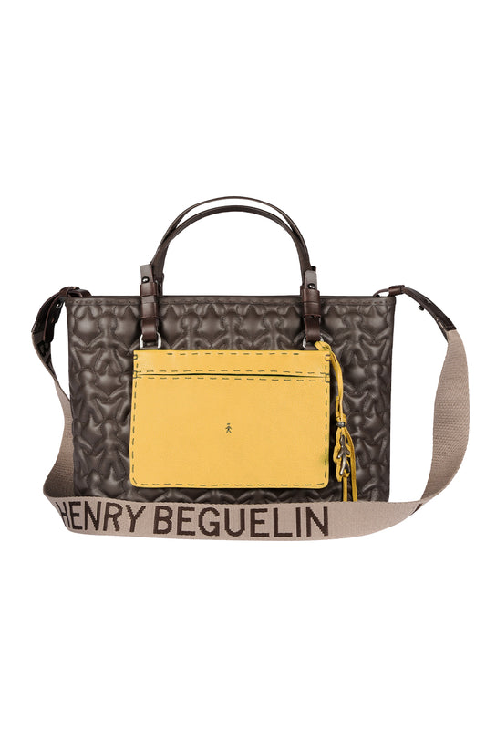HENRY BEGUELIN Amica Omino Trapunta Bovine Leather Bag in Moro and Curry