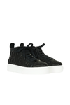 HENRY BEGUELIN High Top Leather Shoe in Trapuntato Nero