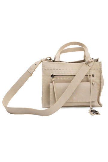 HENRY BEGUELIN Shopping Pocket Leather Bag in Old Iron Beige