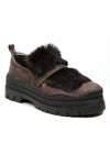 HENRY BEGUELIN Grattato Leather Loafer with Fur in Moro