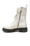 HENRY BEGUELIN Lace-Up Low Leather Boot with Lana Ricciolina in Gesso