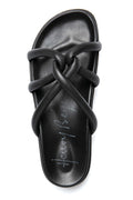 HENRY BEGUELIN Leather Nodo Slide Sandal in Cervo Nero