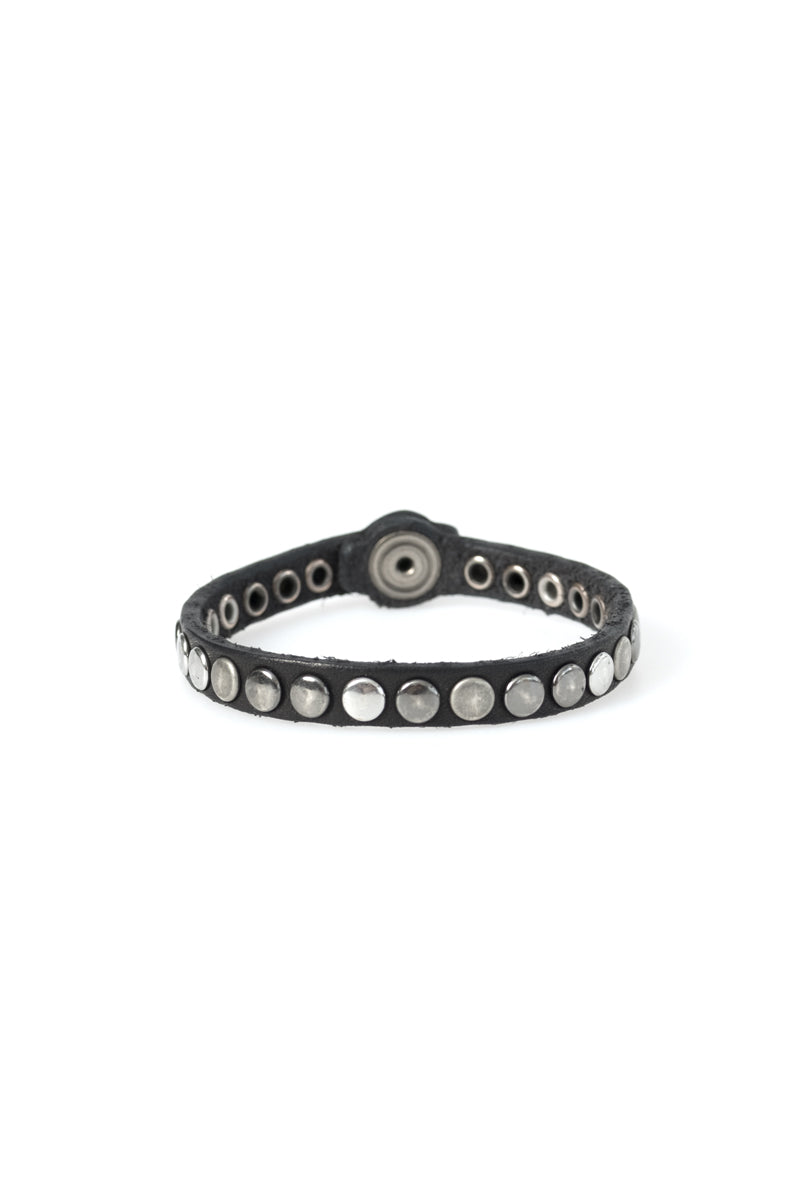 Leather One Line Studded Bracelet in Black