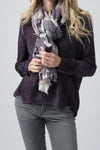HEMISPHERE Cashmere Scarf in Purple Grey Camo Print