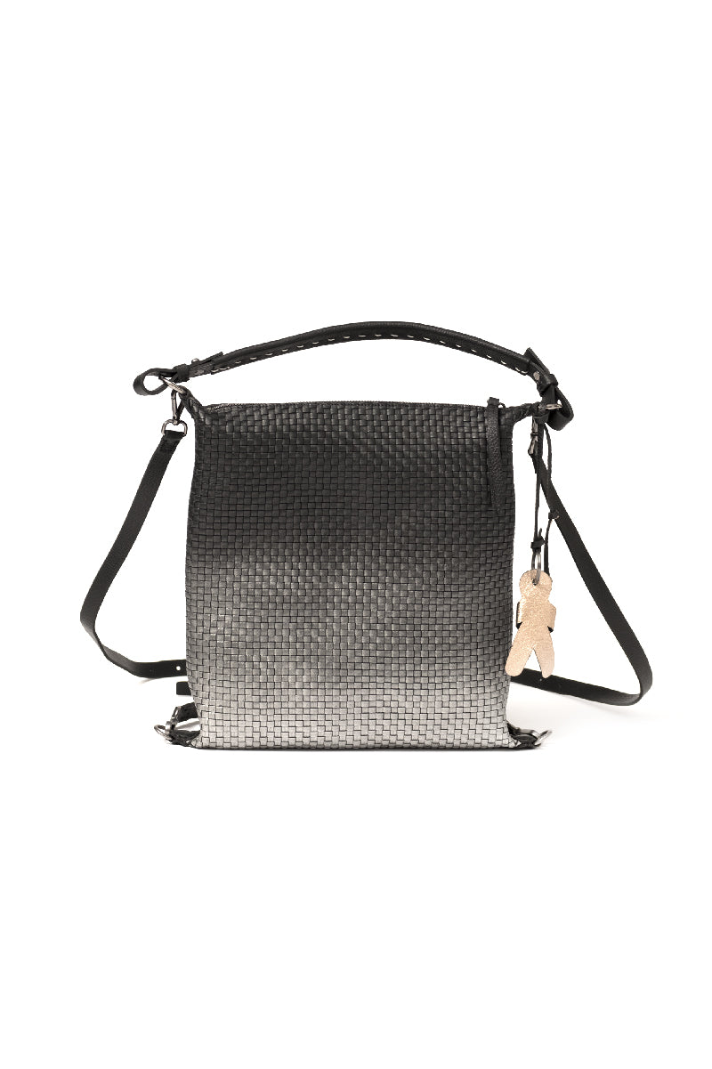 Woven Leather Backpack Sfumato Cervo in Nero