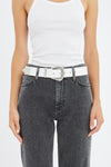 IRO Copp Leather Belt in White and Silver
