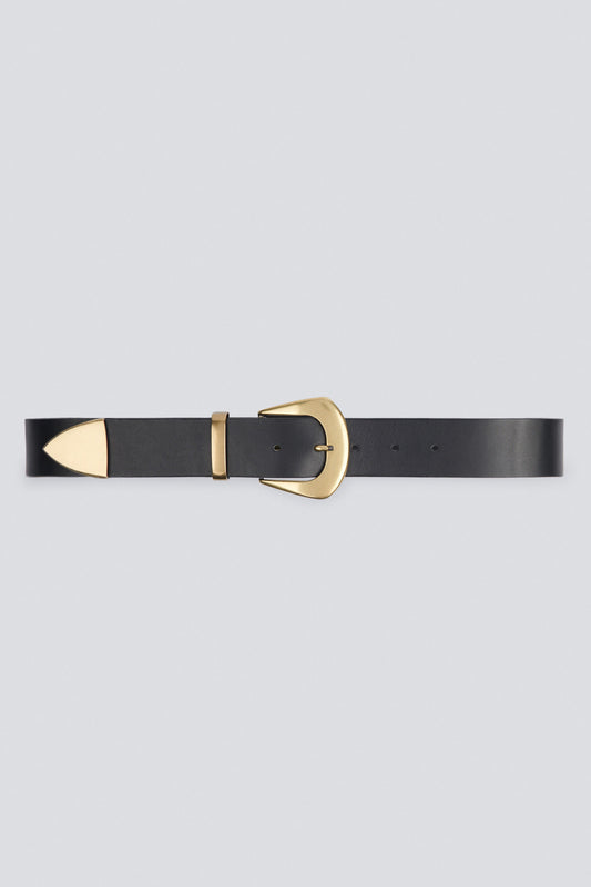 IRO Copp Leather Belt in Black and Gold