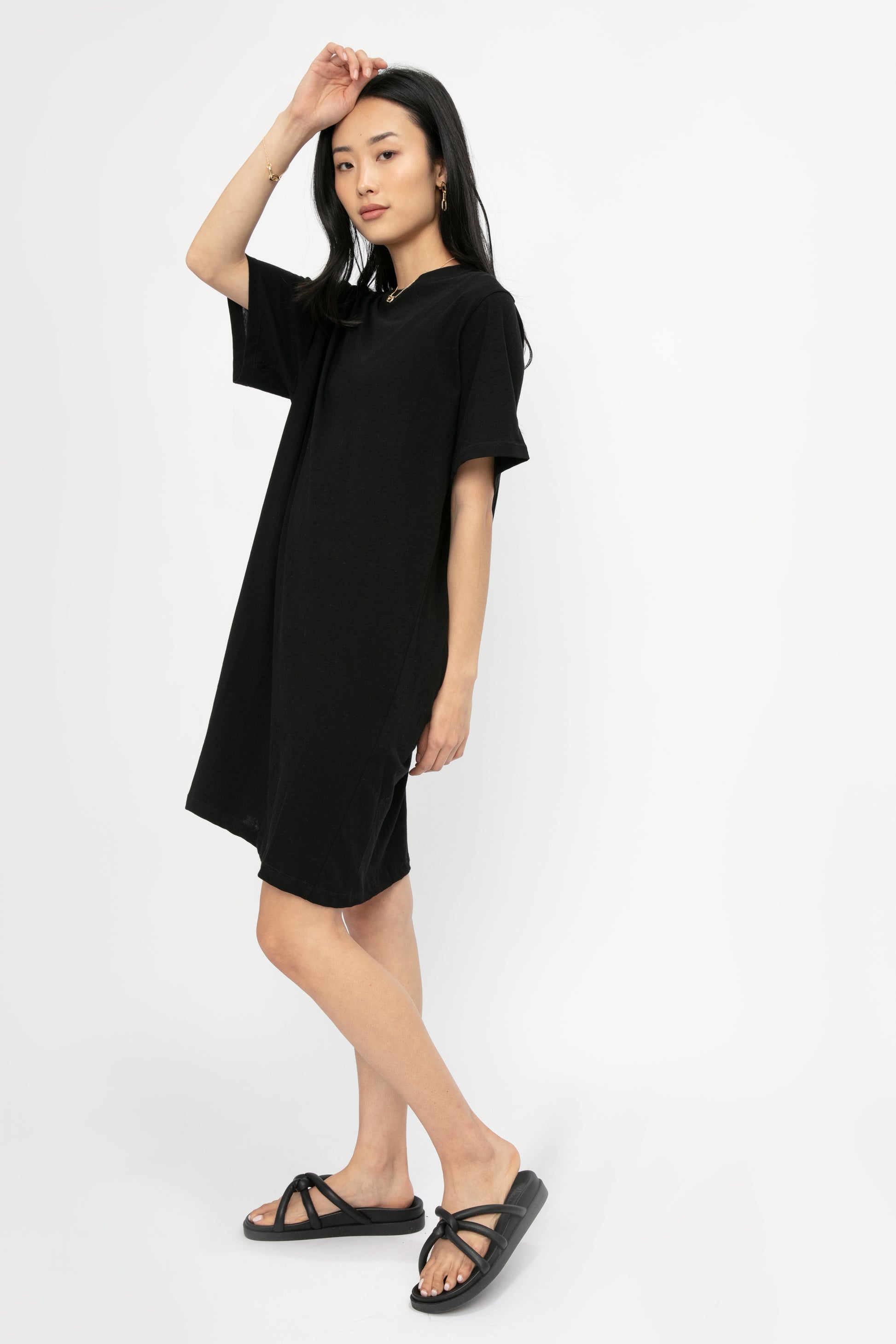 Cotton T-Shirt Dress in Black Cotton T-Shirt Dress in Black