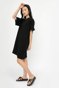 ISABEL BENENATO Cotton T-Shirt Dress in Black