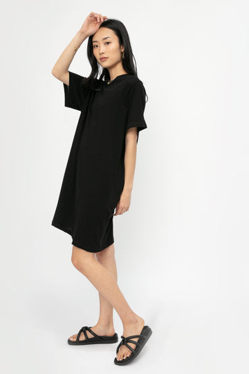 ISABEL BENENATO Cotton T-Shirt Dress in Black
