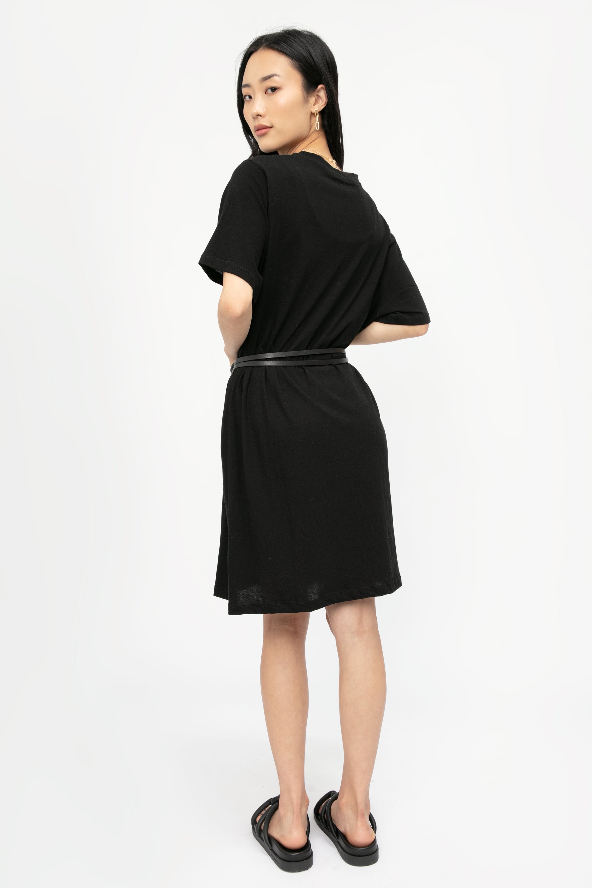 ISABEL BENENATO Cotton T-Shirt Dress in Black