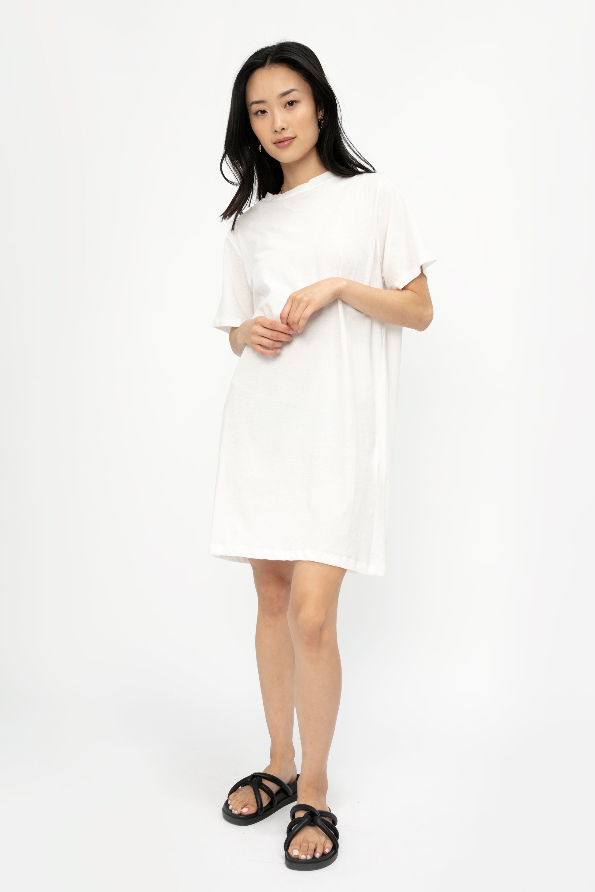 ISABEL BENENATO Cotton T-Shirt Dress in Off White