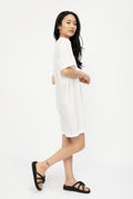 ISABEL BENENATO Cotton T-Shirt Dress in Off White