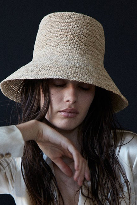 JANESSA LEONE Felix Woven Bucket Hat in Natural