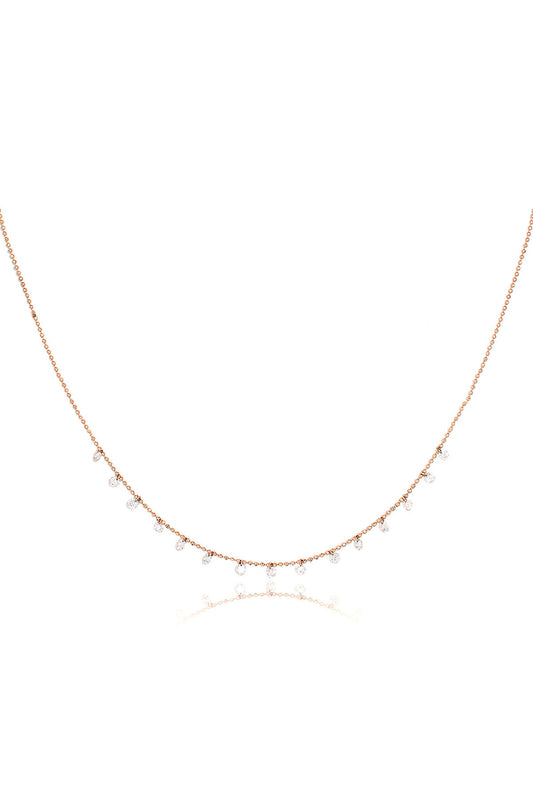 L.A. STEIN Celeste 15 Floating Diamond Necklace in Rose Gold