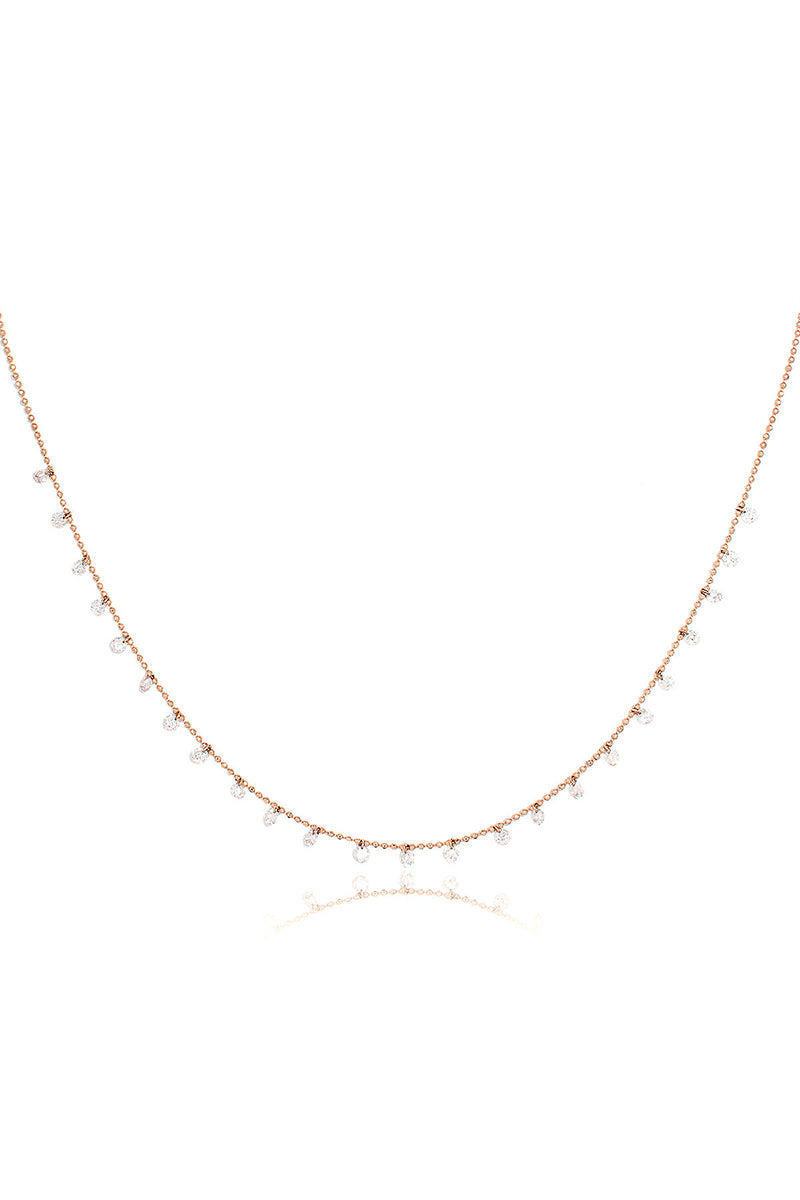 L.A. STEIN Celeste 24 Floating Diamond Necklace in Rose Gold