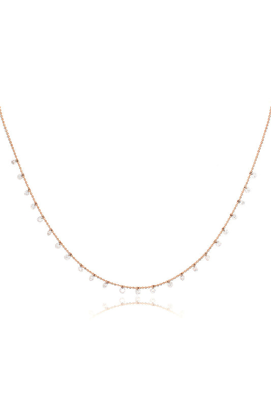 L.A. STEIN Celeste 24 Floating Diamond Necklace in Rose Gold