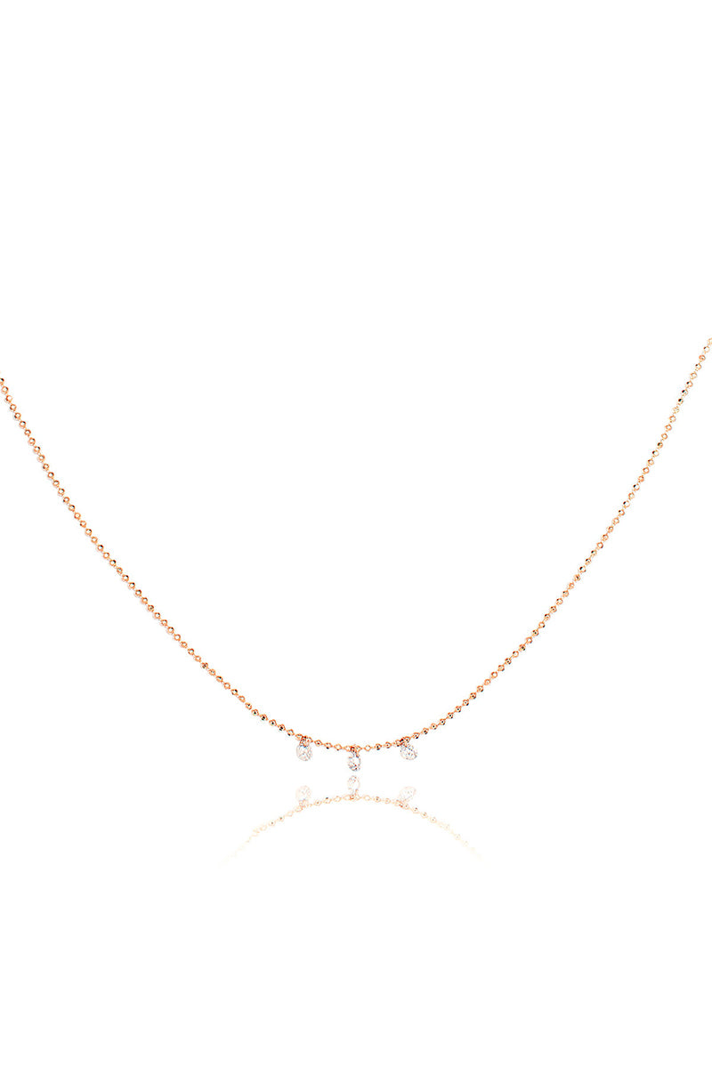 Celeste 3 Floating Diamond Necklace in Rose Gold