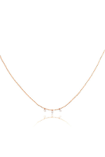 L.A. STEIN Celeste 3 Floating Diamond Necklace in Rose Gold