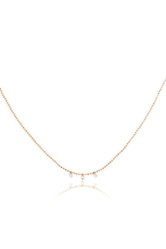 L.A. STEIN Celeste 3 Floating Diamond Necklace in Rose Gold