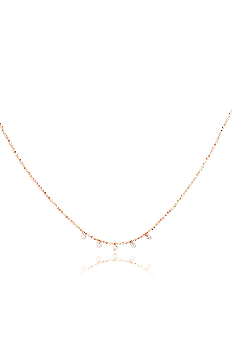 L.A. STEIN Celeste 5 Floating Diamond Necklace in Rose Gold