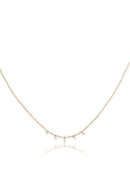 L.A. STEIN Celeste 5 Floating Diamond Necklace in Rose Gold
