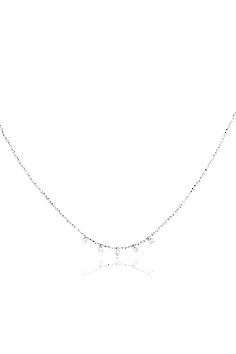 L.A. STEIN Celeste 5 Floating Diamond Necklace in White Gold