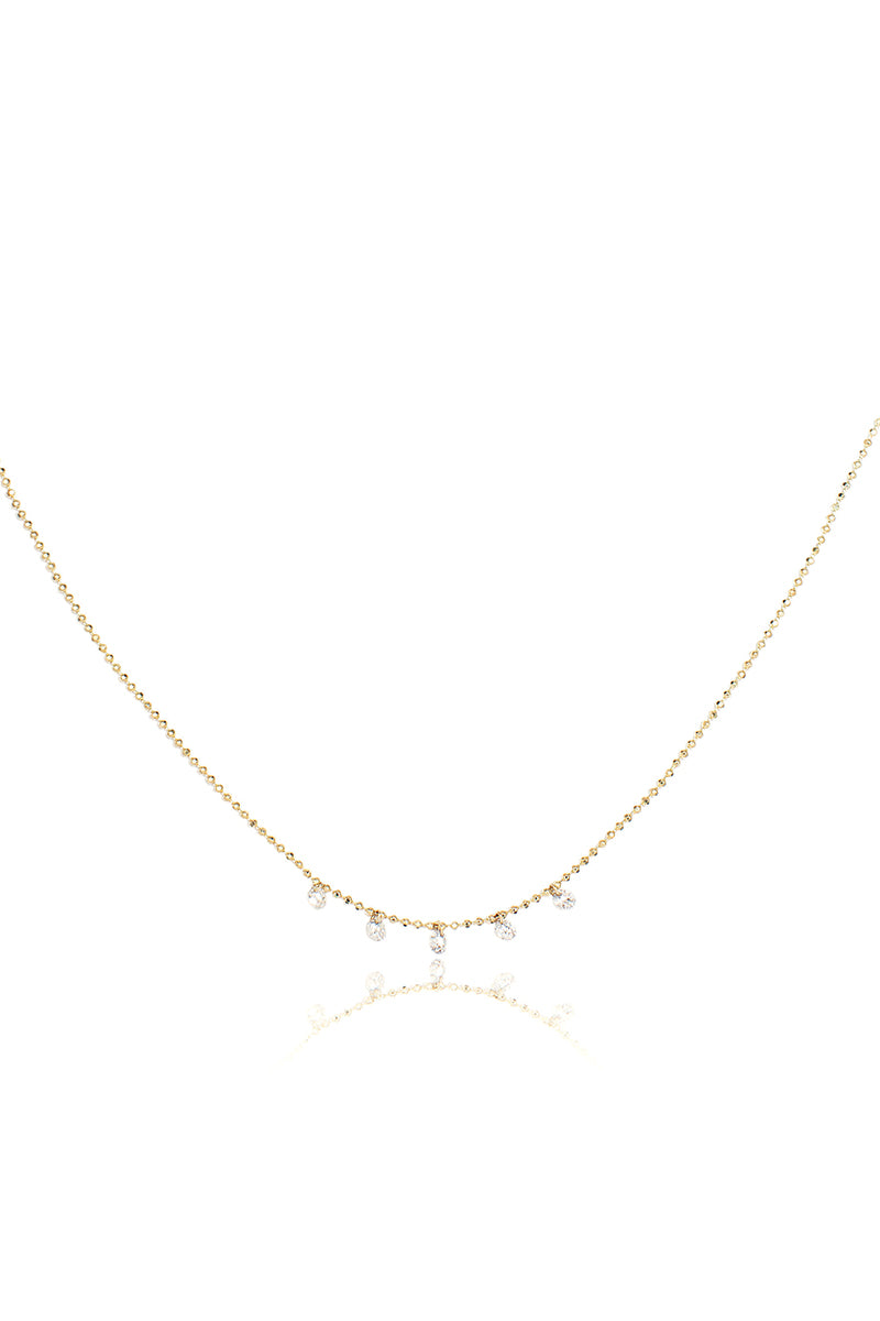 Celeste 5 Floating Diamond Necklace in Yellow Gold