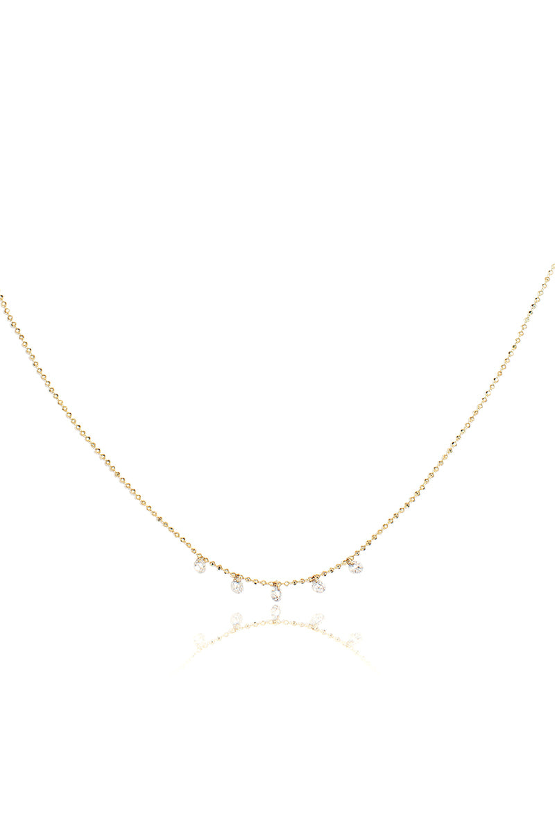 L.A. STEIN Celeste 5 Floating Diamond Necklace in Yellow Gold