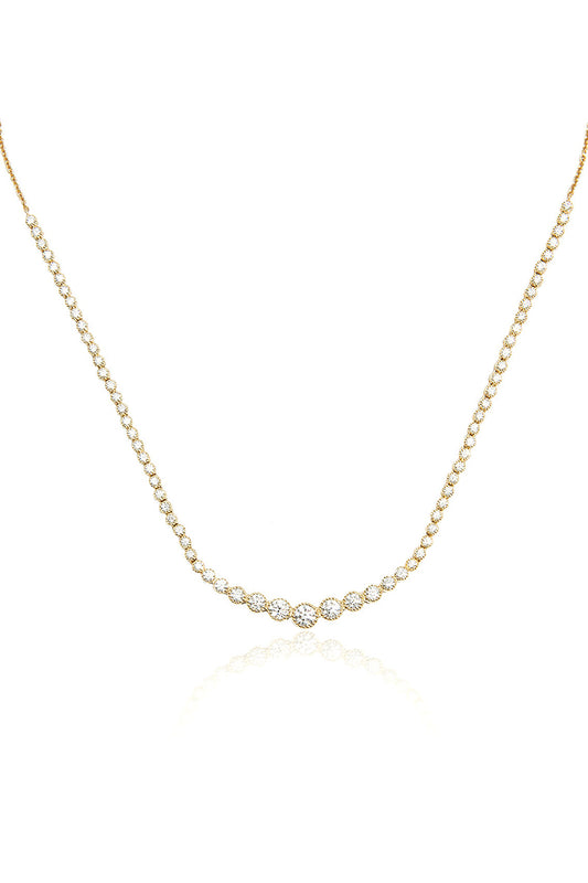 L.A. STEIN Large Diamond Tennis Necklace in Yellow Gold
