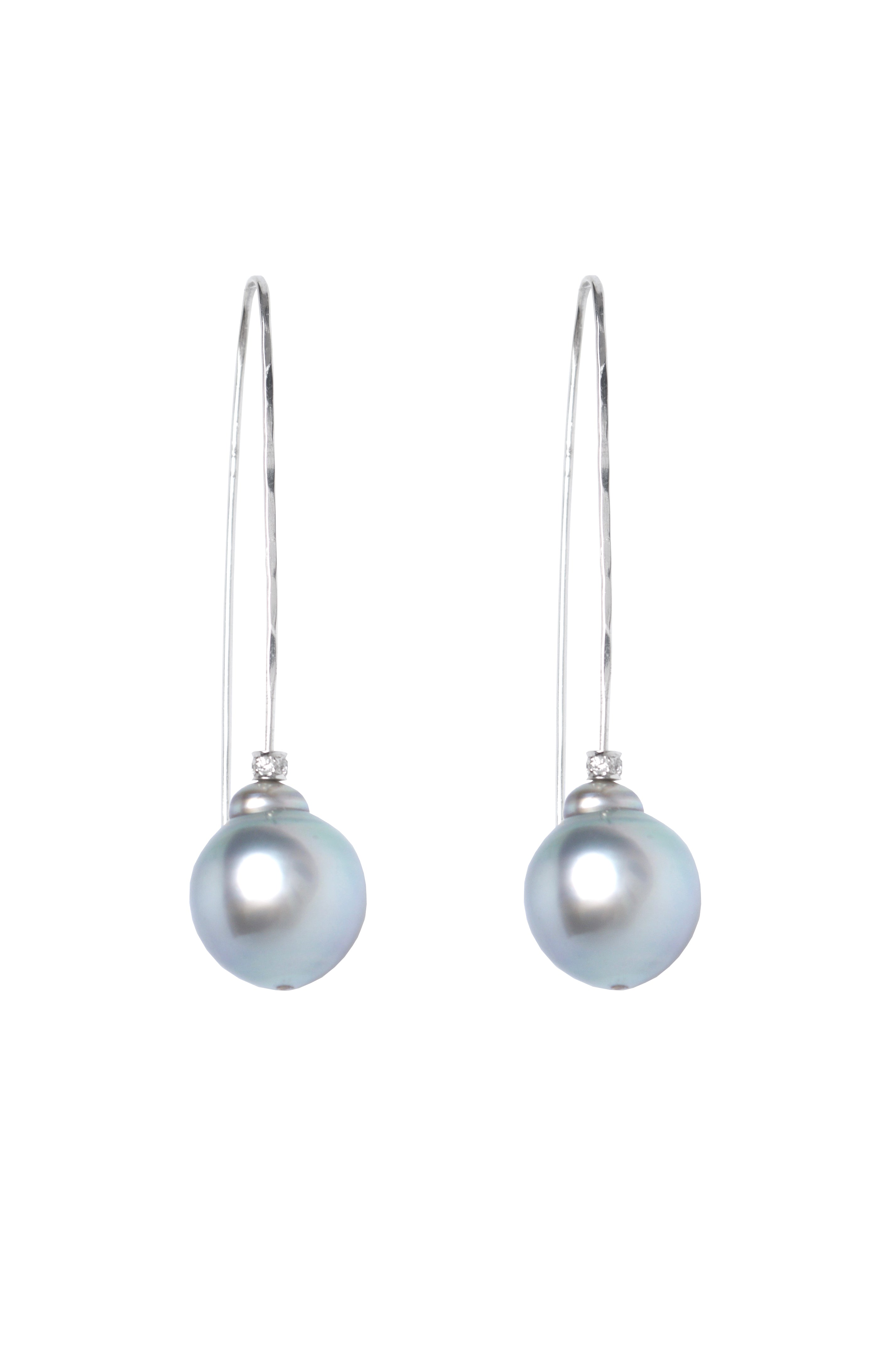 Diamond Tahitian Pearl Drop Earrings