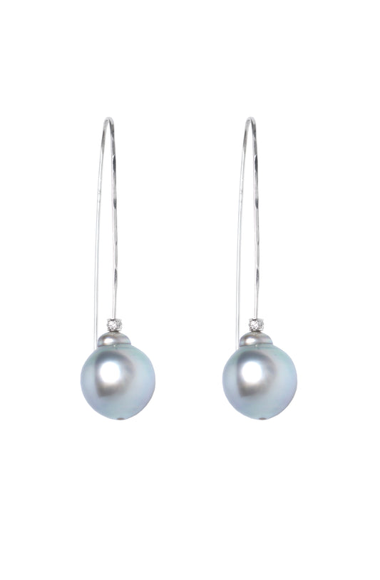 L.A. STEIN Diamond Tahitian Pearl Drop Earrings