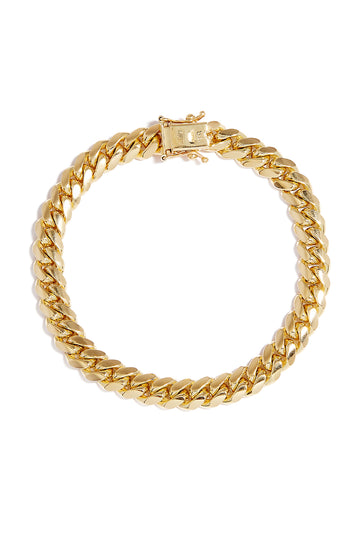 L.A. STEIN Cuban Miami Chain Bracelet in Solid 18k Yellow Gold