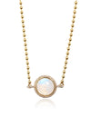 L.A. STEIN Diamond Moonstone Ball Chain Necklace in 14k Yellow Gold