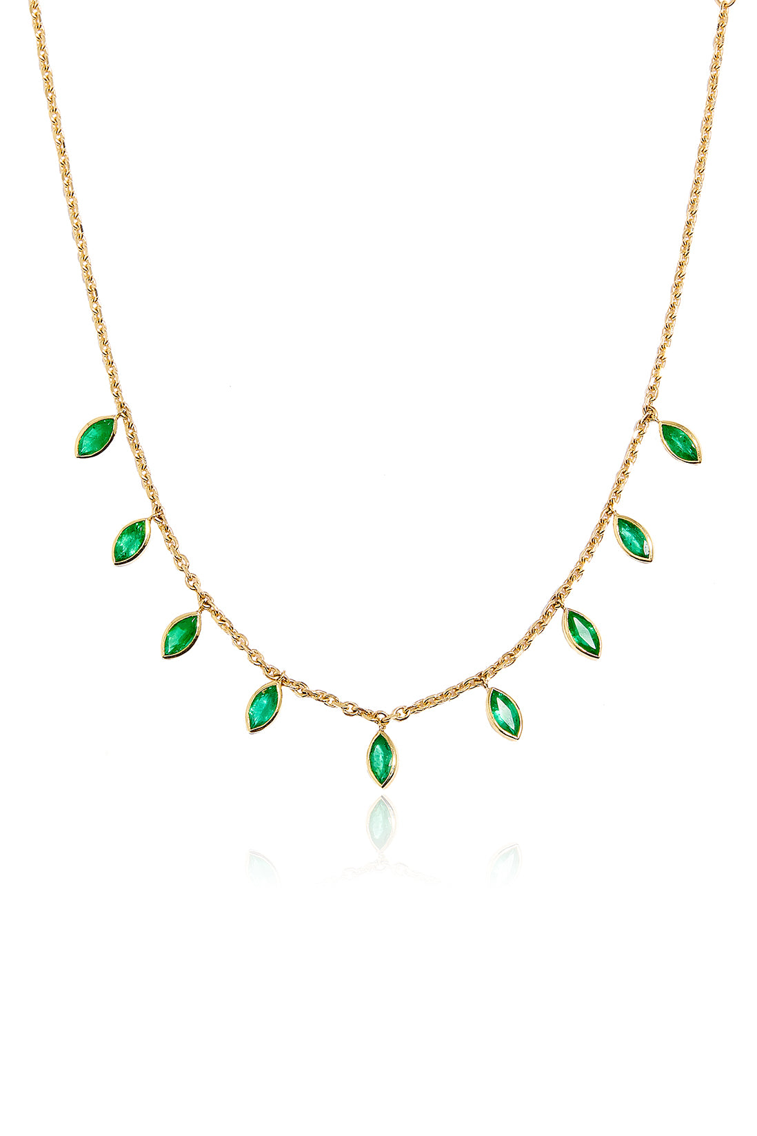 Emerald Marquis Necklace in 14k Gold